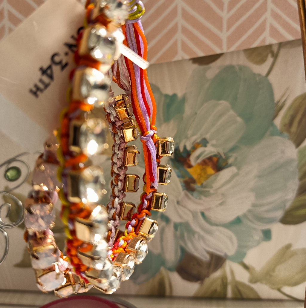 On 34th Gold And Multicolor Women's Beaded Bracelet Set, New